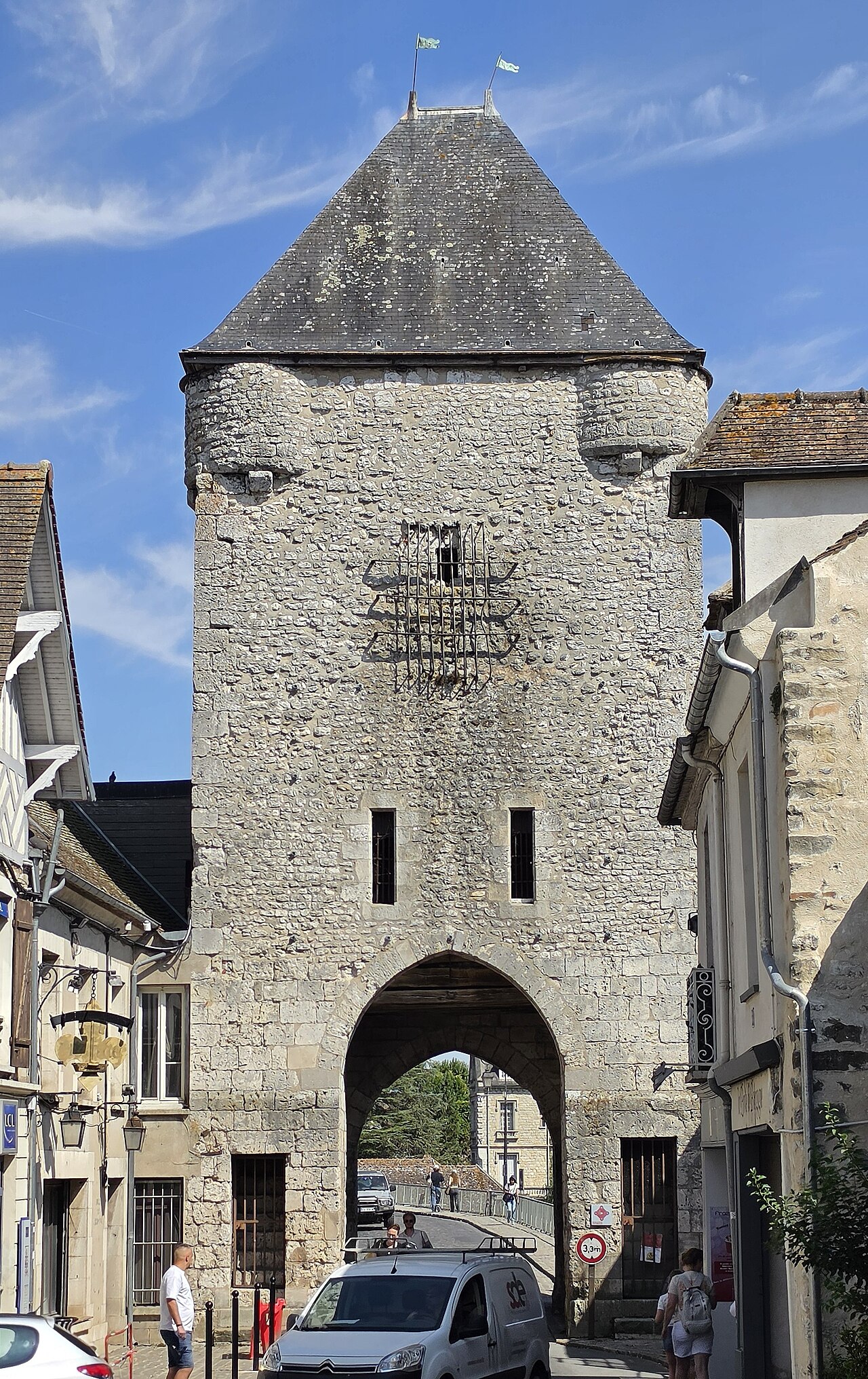 The Porte de Bourgogne stone gateway in the centre of Moret-sur-Loing